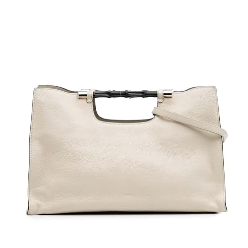 Gucci Pre-Loved Medium Calfskin Bamboo Daily Shopper Satchel Handbag