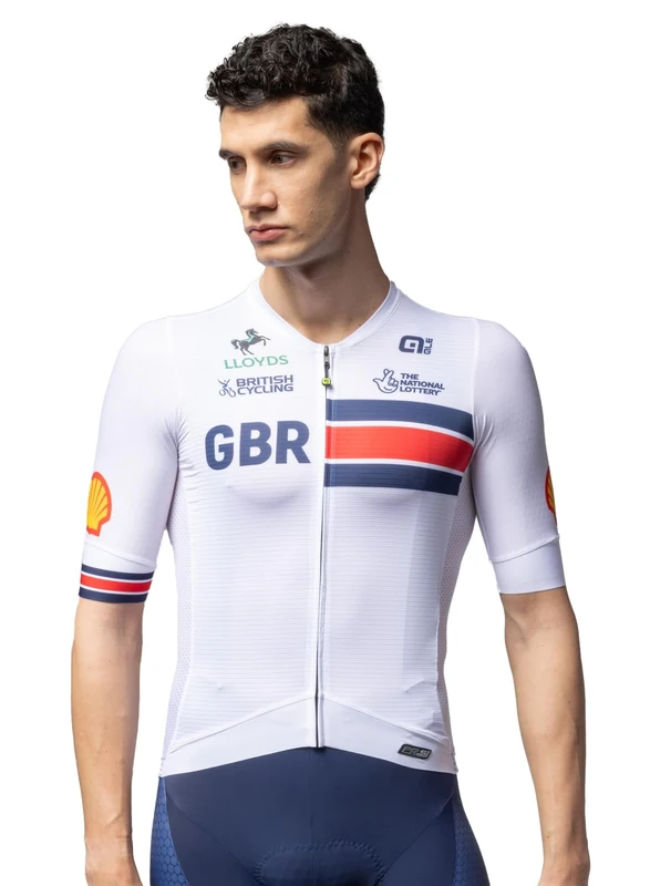 ALE' Mens British Official Pr-s 2.0 Short Sleeve Cycling Jersey, White, XXL EU