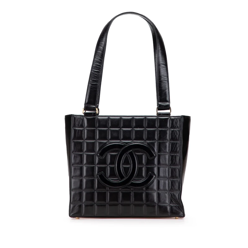 Chanel Pre-Loved CC Choco Bar Lambskin Tote Bag