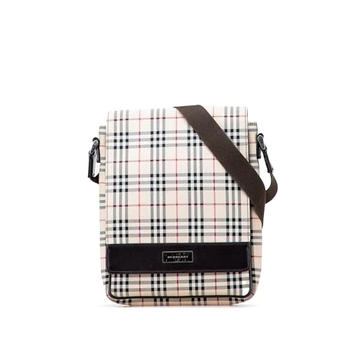 BURBERRY Pre-Loved House Check Canvas Flap Crossbody