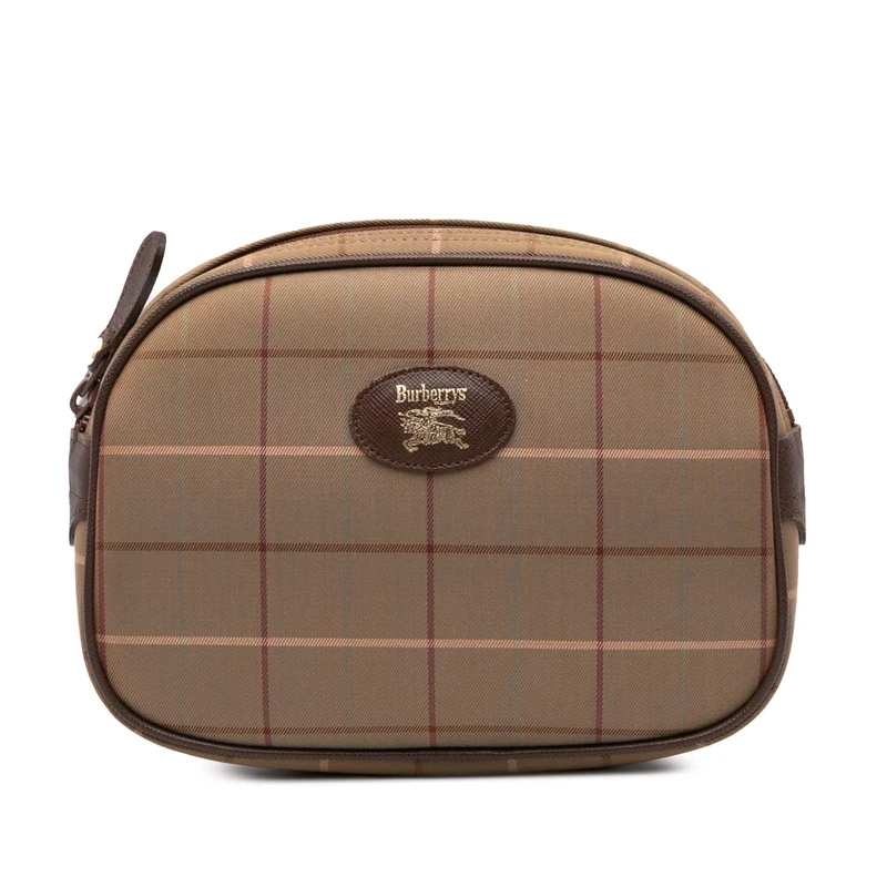 BURBERRY Pre-Loved Vintage Check Canvas Clutch Bag
