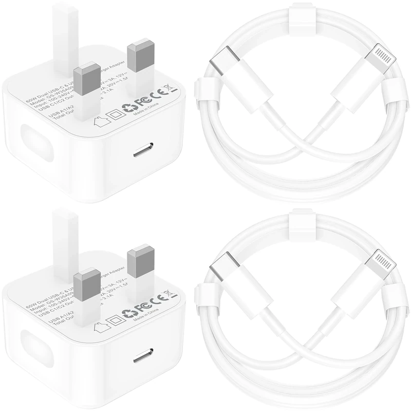 [Apple MFi Certified] iPhone 14 Charger Fast Charge, Rombica 4Pack 20W USB C Dynamic Power Adapter Type C Wall Charger Block with 6FT Type C to Lightning Cord for iPhone 14 13 12 11 Pro XS XR X 8 iPad