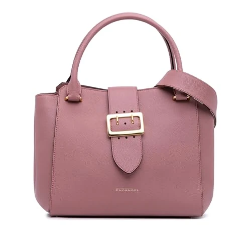 BURBERRY Pre-Loved Small Grained Leather Buckle Tote Handbag