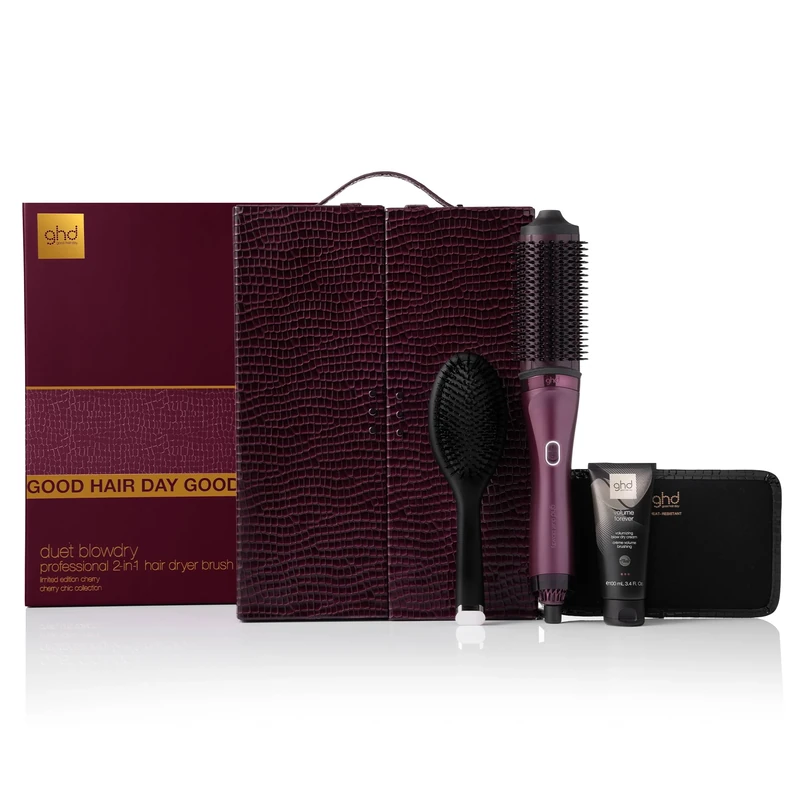 ghd Duet Blowdry Limited Edition Gift Set - 2-in-1 Hair Dryer Brush in Cherry Chic, with Luxe Vanity Case, No Heat Damage