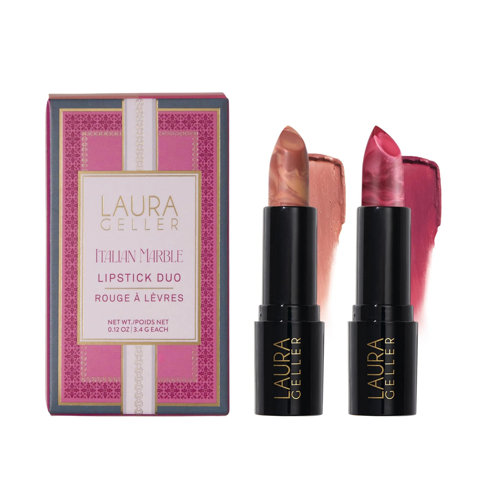 Laura Geller Beauty Italian Marble Lipstick Duo - Berry Banana & Rose Macaron