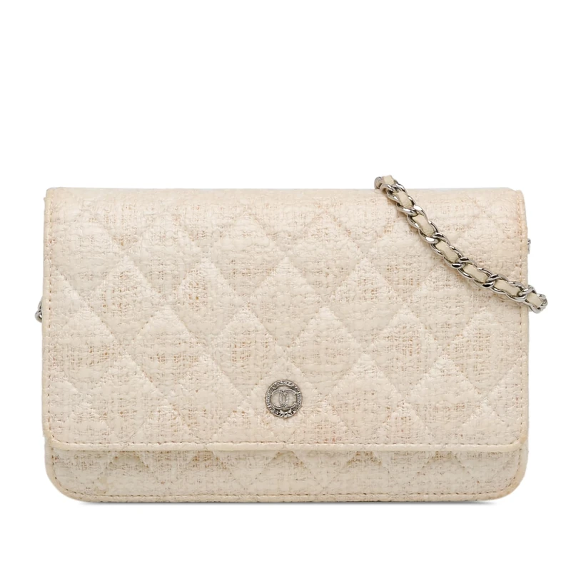 Pre-Loved CC Coated Tweed Wallet On Chain Handbag Crossbody Bag