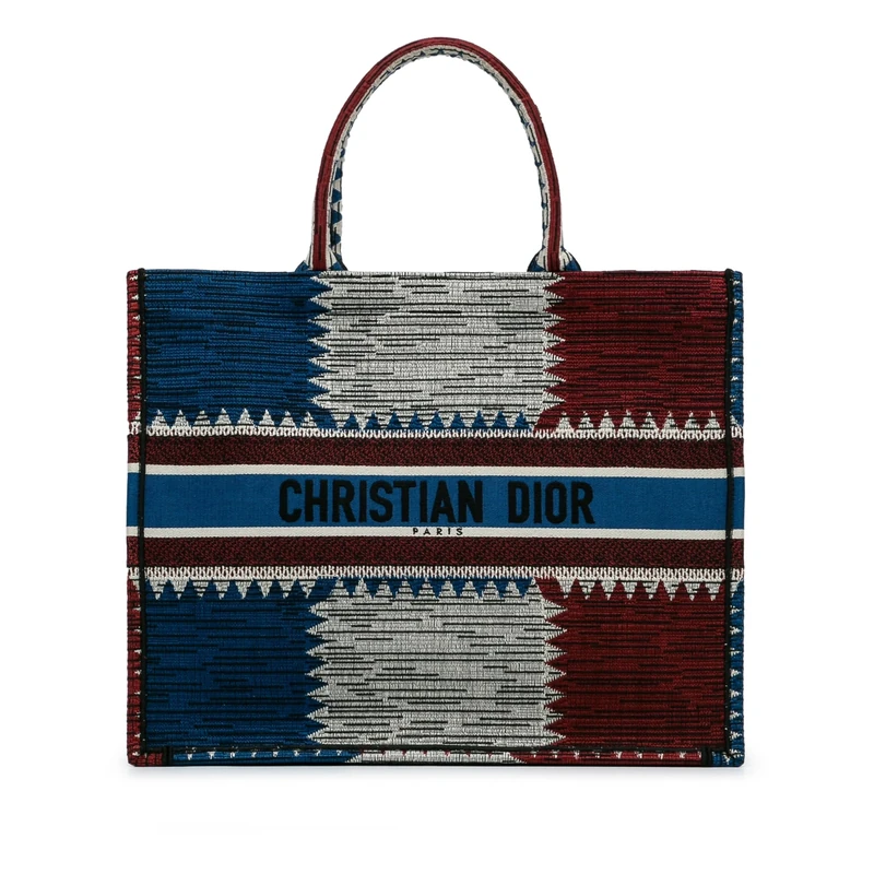 Dior Pre-Loved Large French Flag Book Tote Bag