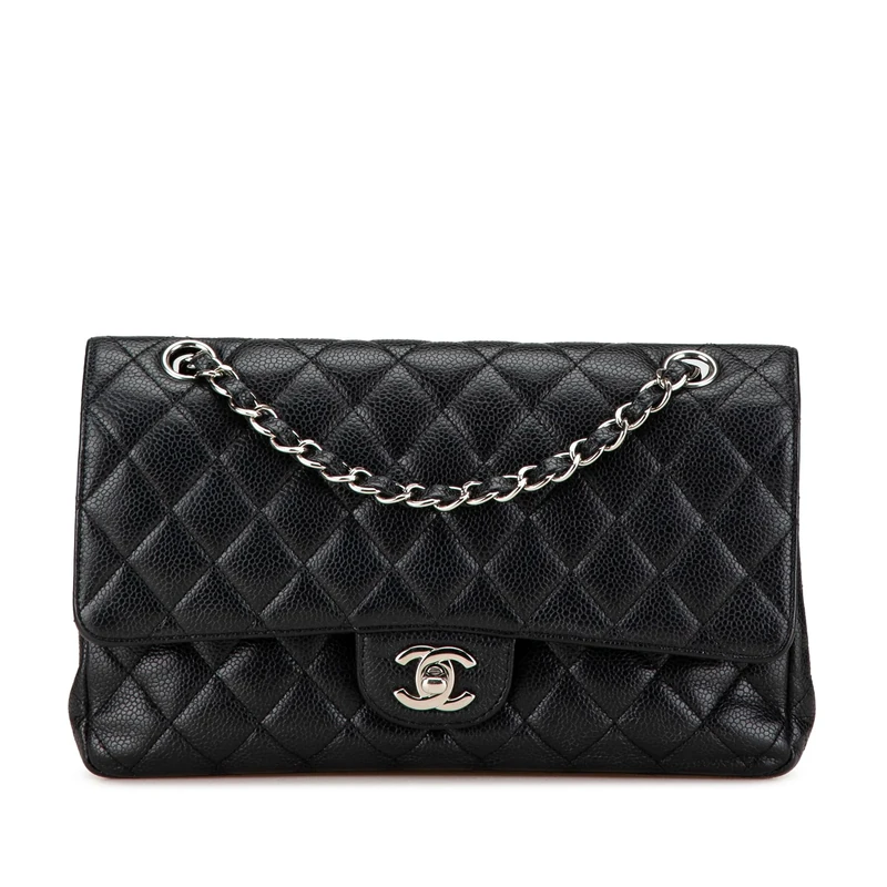 Chanel Pre-Loved Medium Classic Caviar Double Flap Shoulder Bag