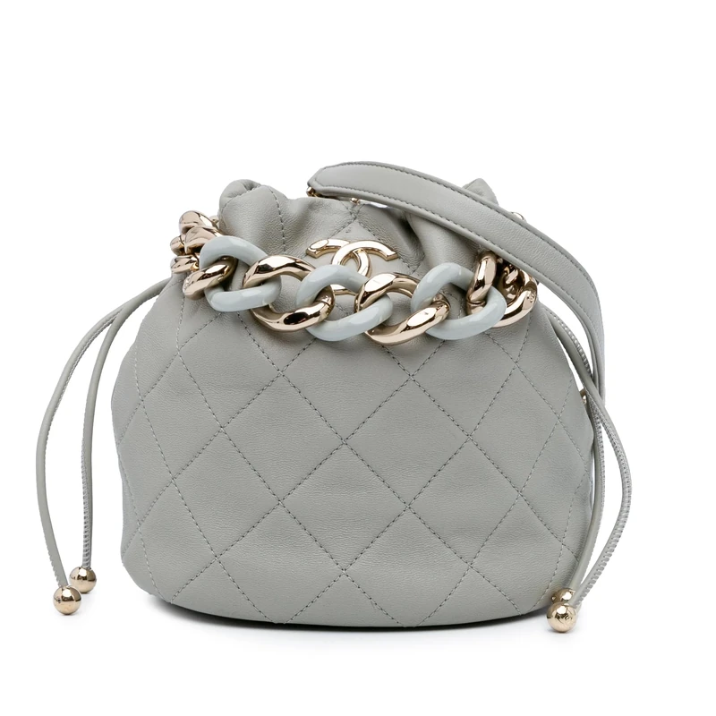 Chanel Pre-Loved CC Quilted Calfskin Resin Bi-Color Chain Bucket Bag