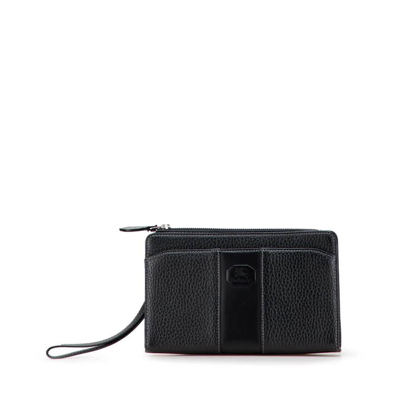 BURBERRY Pre-Loved Leather Clutch Bag