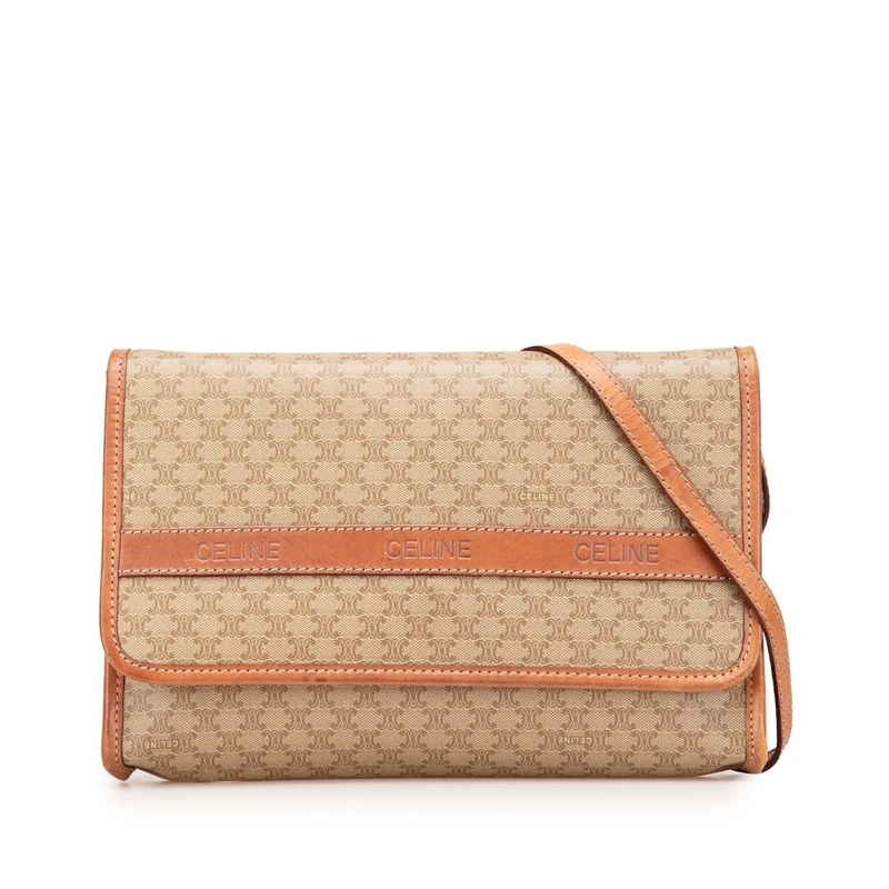 Celine Pre-Loved Macadam Coated Canvas Crossbody Bag