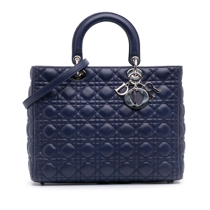 Dior Pre-Loved Large Lambskin Cannage Lady Handbag