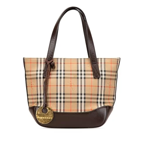 BURBERRY Pre-Loved Haymarket Check Canvas Handbag