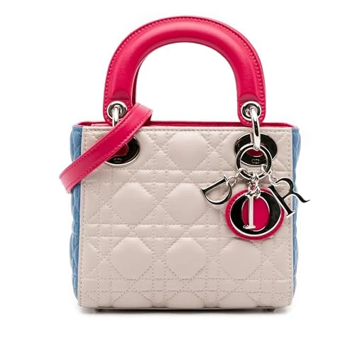 Dior Pre-Loved Mini Tricolor Lambskin Cannage Lady Handbag