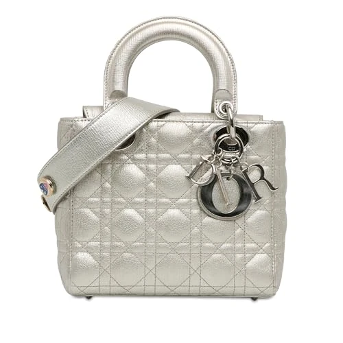Dior Pre-Loved Small Metallic Grained Calfskin Cannage My Abcdior Lady Handbag