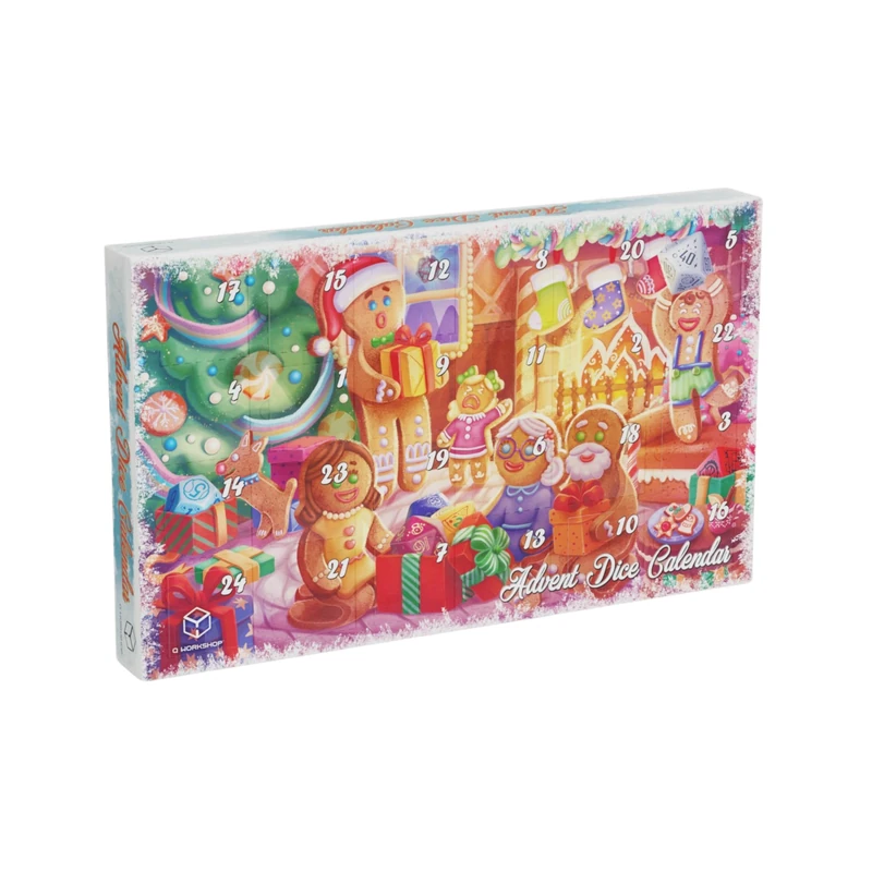 Q Workshop advent calendar 2025 | 24-day holiday dice with exclusive 8-piece Christmas dice set + 15 random dice