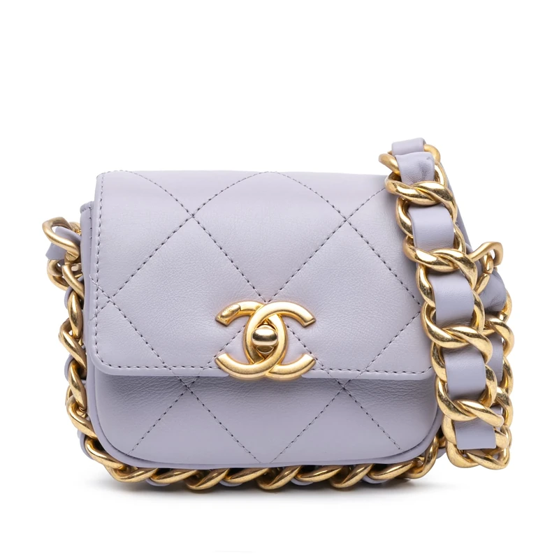 Pre-Loved Mini Quilted Calfskin Framing Chain Flap Crossbody Bag
