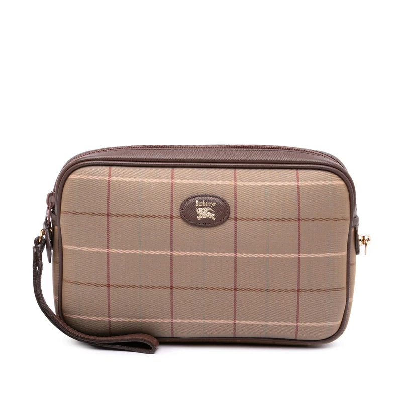 BURBERRY Pre-Loved Vintage Check Canvas Clutch Bag