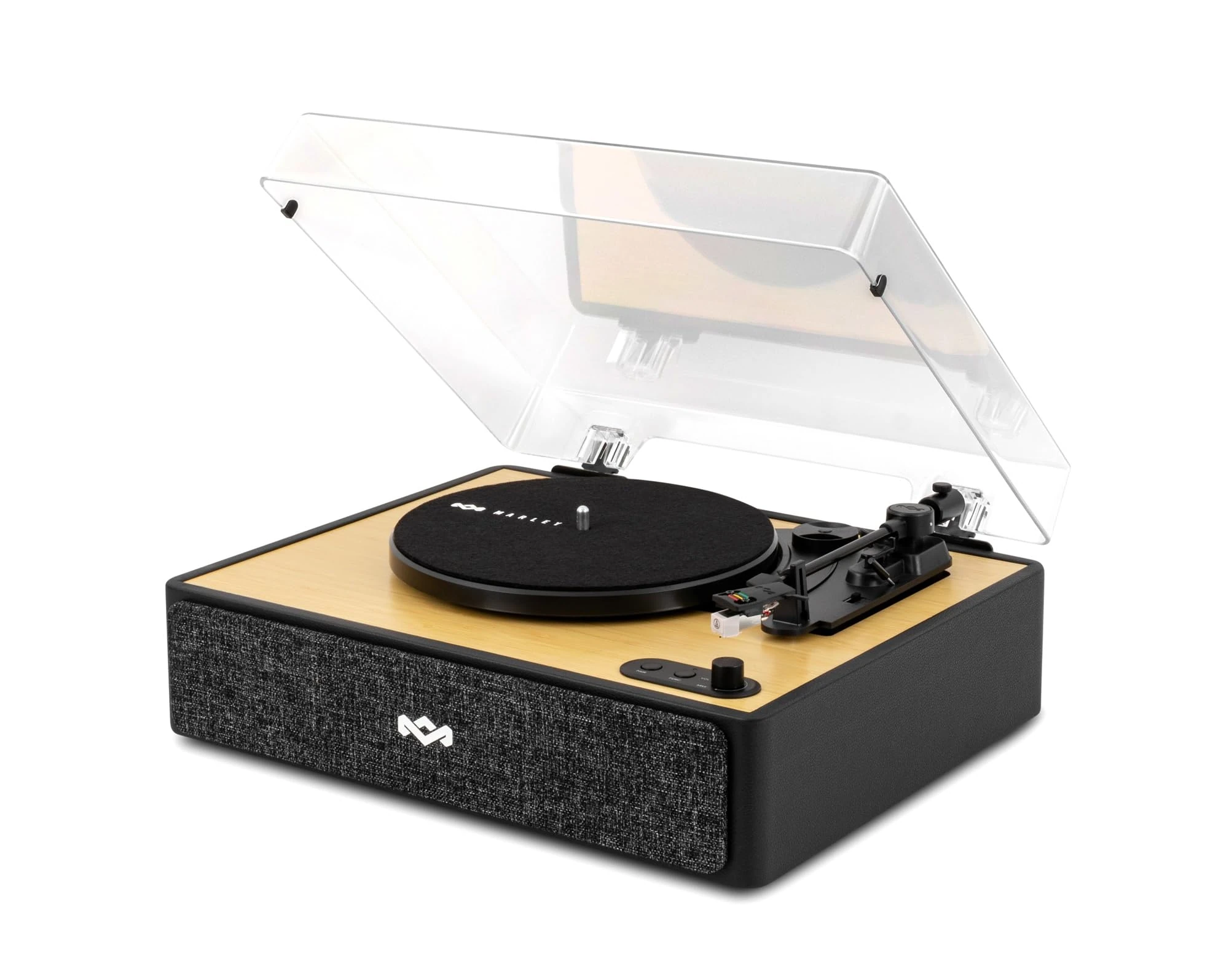House of Marley Rise Up Bluetooth Turntable - 3-Speed Vinyl Record Player with Built-in Speakers, 2-Way Streaming, Bamboo Finish & Dust Cover, Sustainably Made Home Audio Record Players