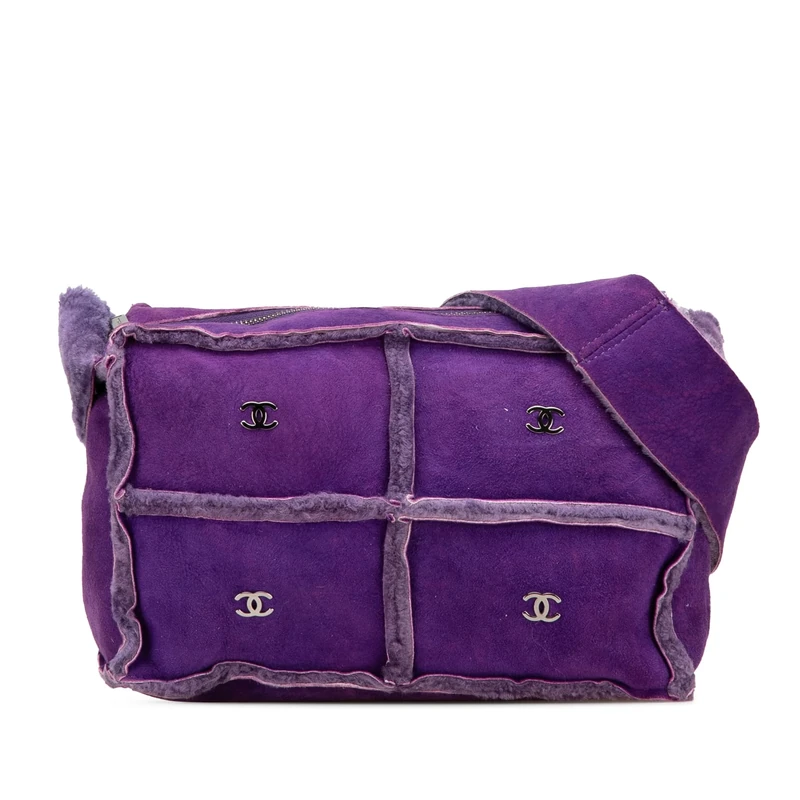 Chanel Pre-Loved CC Shearling Suede Shoulder Bag