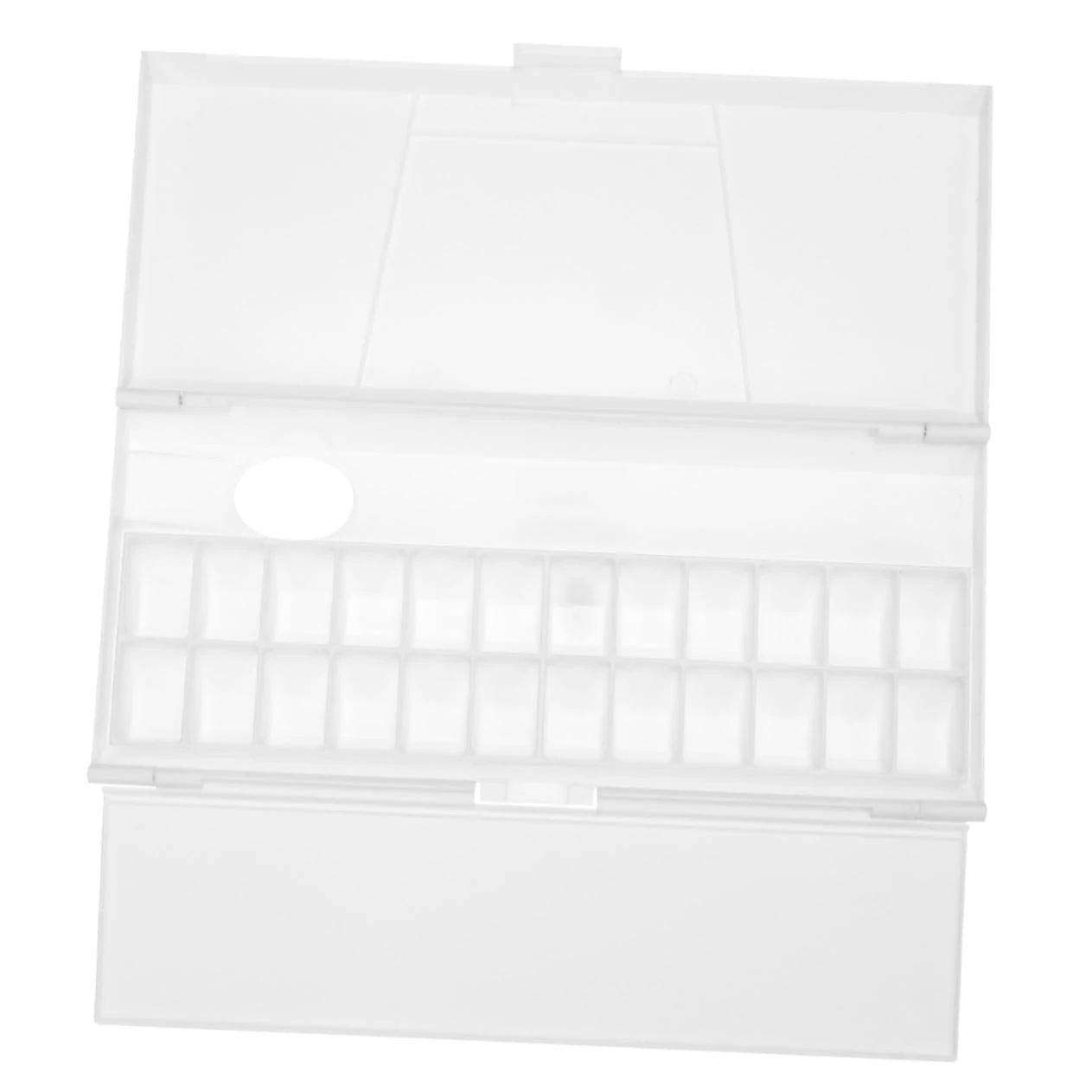 Beatifufu Watercolor Paint Box with Cover Compartment Art Palette Tray Lightweight Mixing Box for Studio and School Use Portable White Case to Keep Colors Fresh and Desk Organized