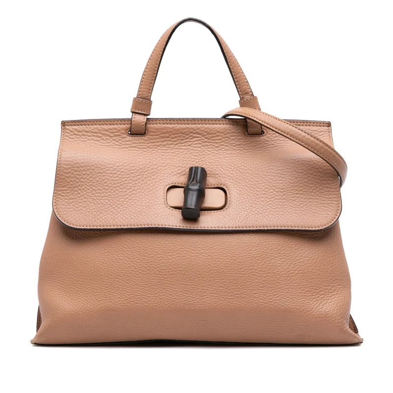 Gucci Pre-Loved Medium Leather Bamboo Daily Satchel Handbag