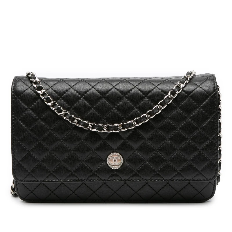Pre-Loved Microquilted Lambskin Wallet On Chain Bag