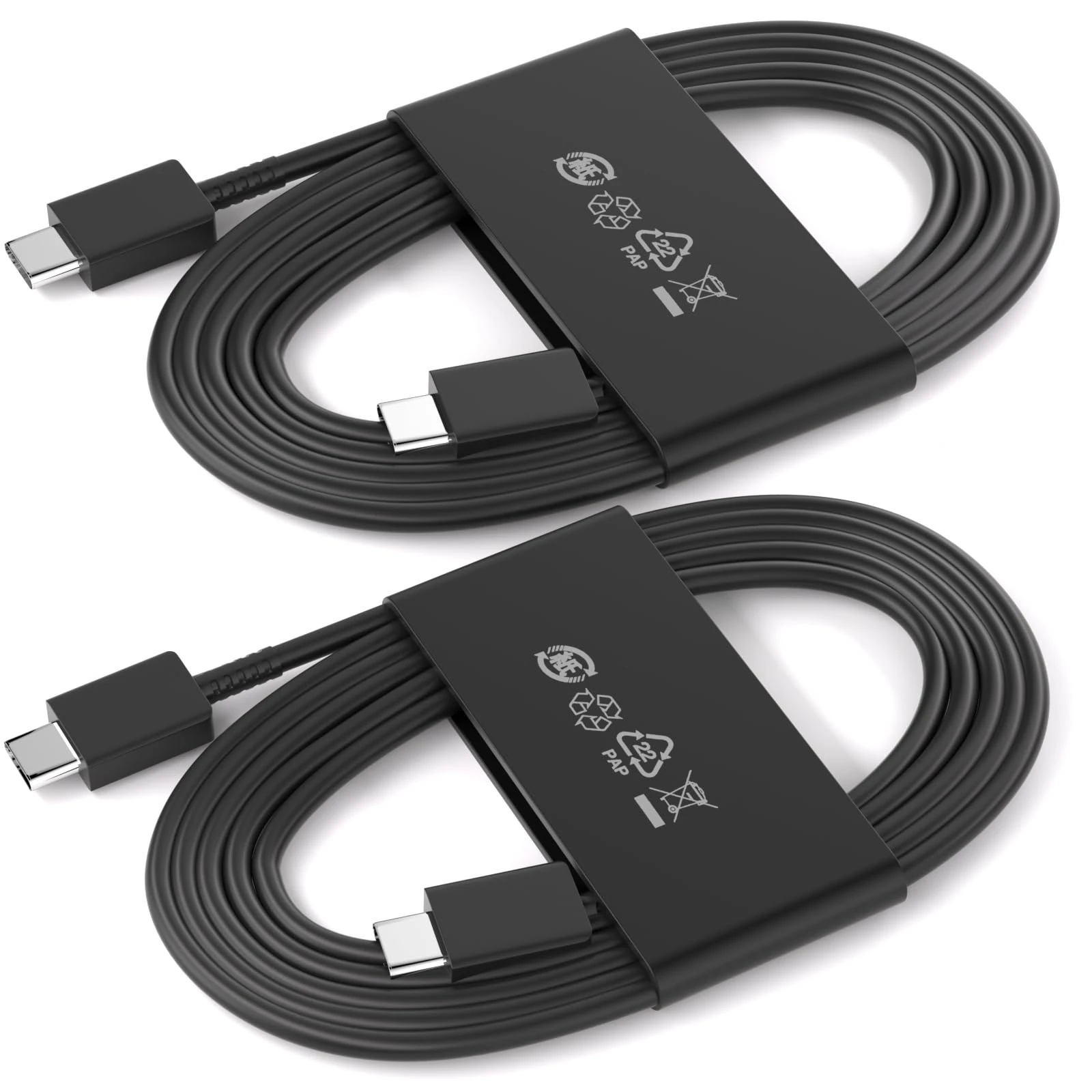 USB C to USB C Cable 1.8M2Pack for Samsung Super Fast Charging, 25W 3A Type C Charging Cord for Galaxy S25 Ultra S24 S23 FE S22 S21 S20 Z Fold 7 6 A16 A17 A36 Note20 Tab S9 S8/iPhone 17 16 Phone,Black