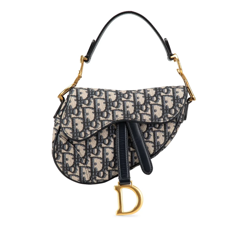Dior Pre-Loved Mini Oblique Canvas Saddle Handbag Satchel