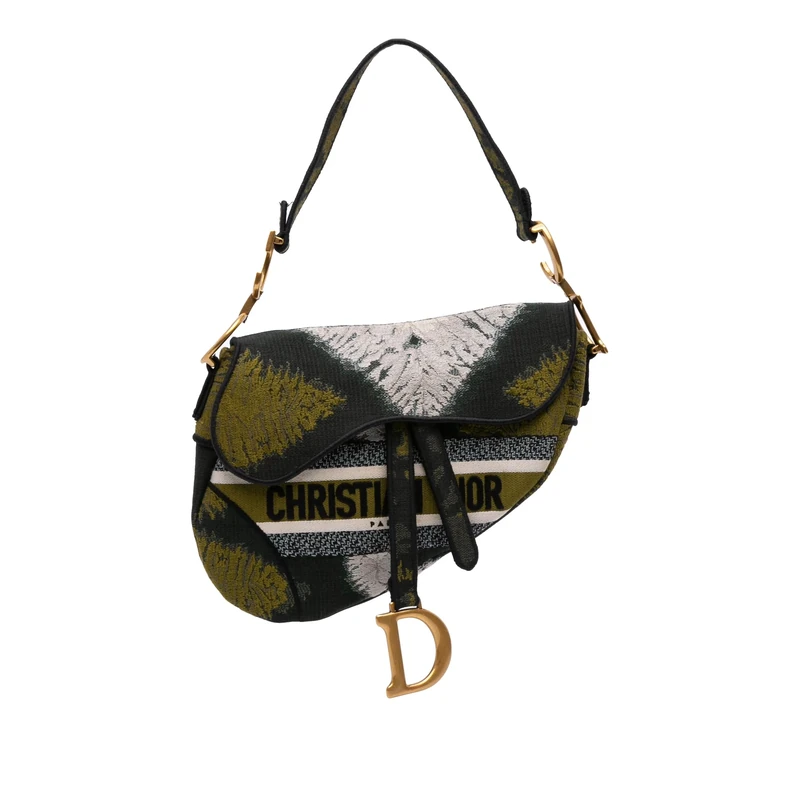 Dior Pre-Loved Canvas Embroidered Tie Dye Saddle Handbag Shoulder Bag