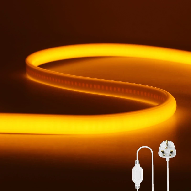 Wisada Flexible COB LED Strip Light [25M, Yellow],288 LEDs/m Cuttable FCOB LED Neon String Light,AC220-240V,DIY Design,IP65 Waterproof Fairy Lights for Home and Shop Decorative Lighting