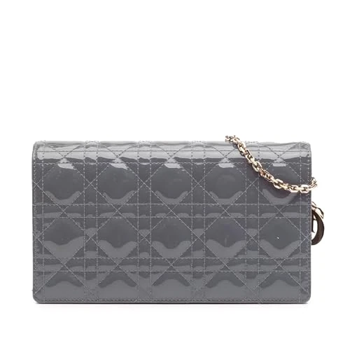 Dior Pre-Loved Patent Cannage Lady Wallet On Chain Bag