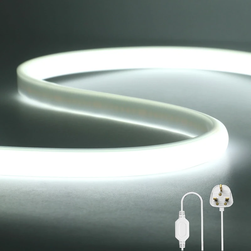 Wisada Flexible COB LED Strip Light [25M, White Light 6000K],288 LEDs/m Cuttable FCOB LED Neon String Light,AC220-240V,DIY Design,IP65 Waterproof Fairy Lights for Home and Shop Decorative Lighting