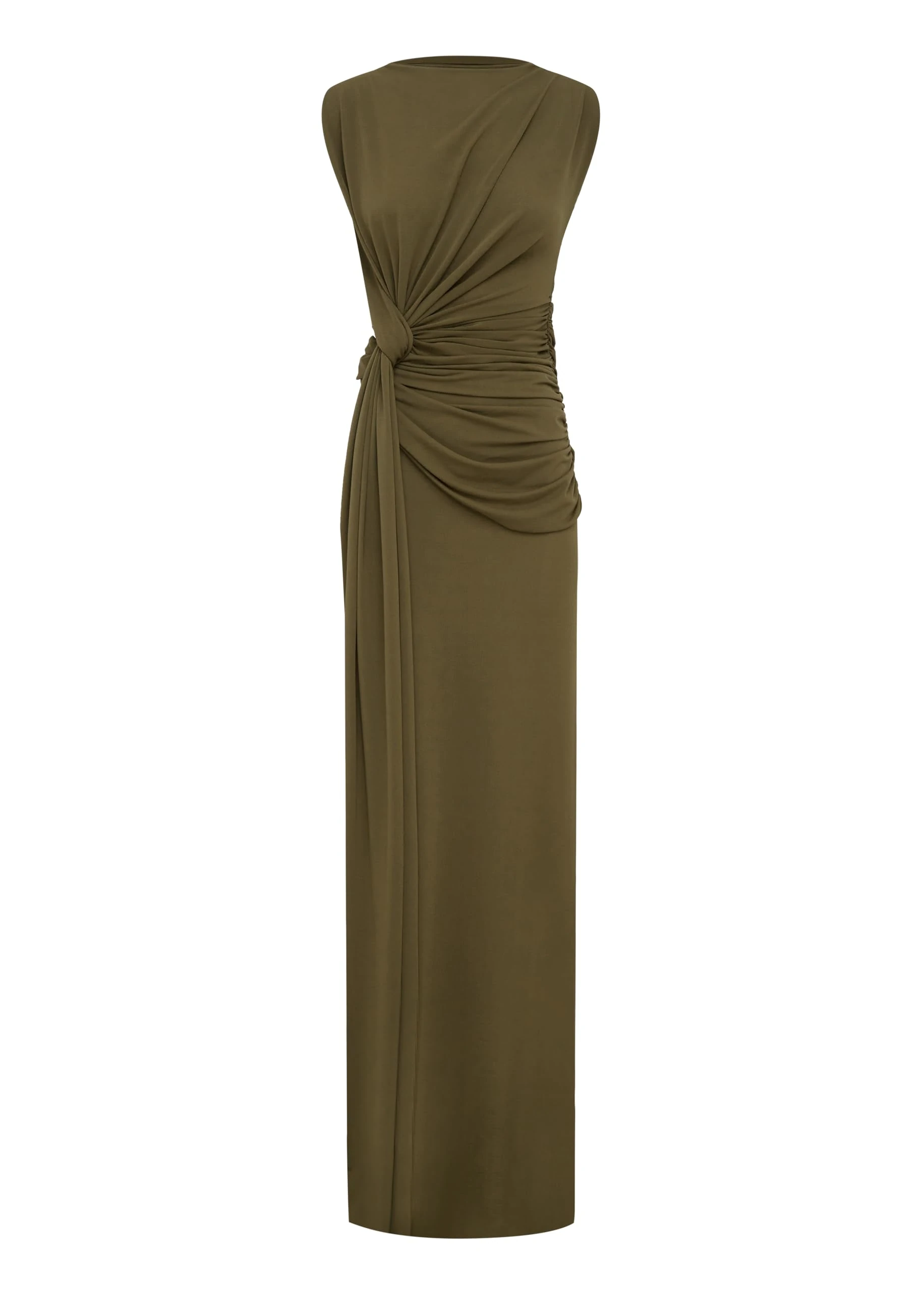 Alex Perry, Sleeveless Twist Gown in Crepe Jersey, Olive, 16