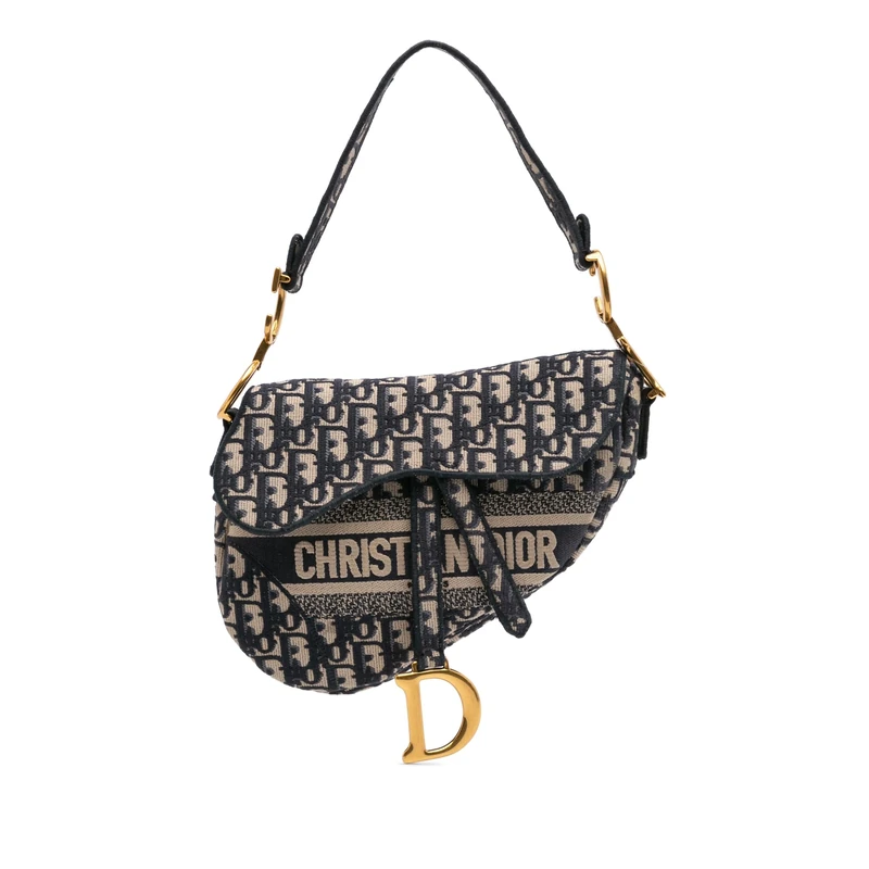 Dior Pre-Loved Oblique Embroidered Canvas Saddle Handbag