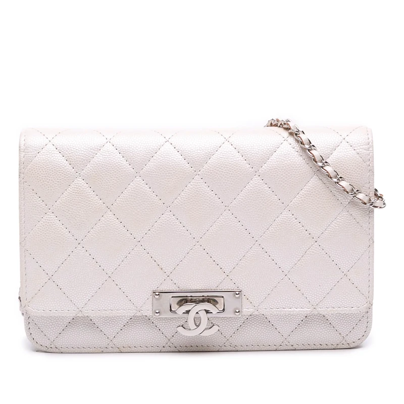 Chanel Pre-Loved Quilted Caviar Golden Class Wallet On Chain Handbag Crossbody Bag