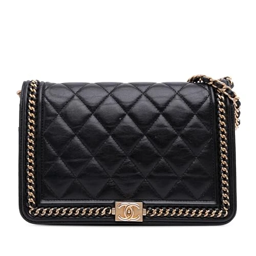 Chanel Pre-Loved Quilted Calfskin Chain Around Boy Wallet On Handbag Crossbody Bag