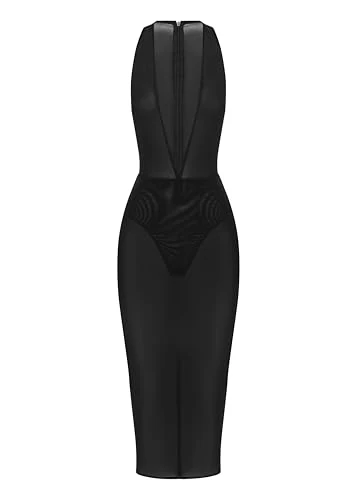 Alex Perry, Halter Dress in Stretch Mesh, Black, 14