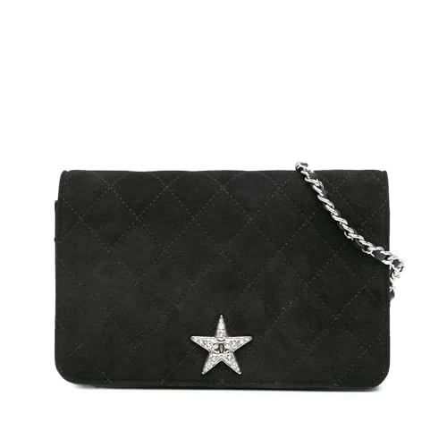 Chanel Pre-Loved Quilted Suede Cocostellar Wallet On Chain Handbag Crossbody Bag