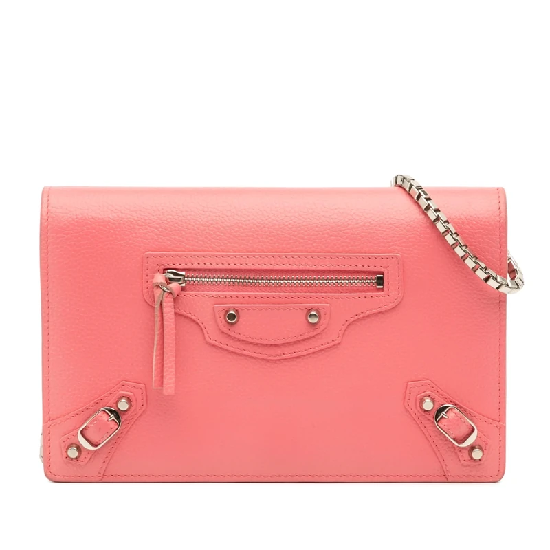 Balenciaga Pre-Loved Grained Calfskin Motocross Classic Wallet On Chain Handbag Crossbody Bag
