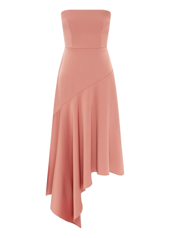 Alex Perry, Strapless Asymmetric Dress in Satin Crepe, Cedar, 6