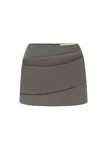 Alex Perry, Low Rise Mini Skirt in Wool Suiting, Ash, 8