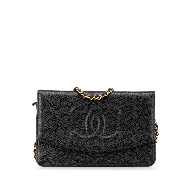 Chanel Pre-Loved CC Caviar Wallet On Chain Handbag Crossbody Bag