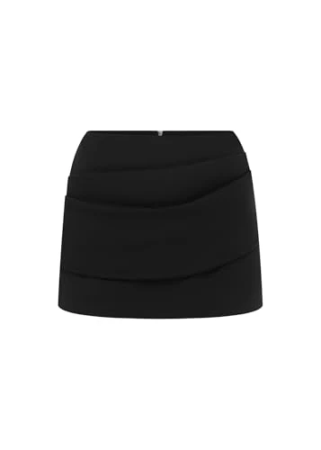 Alex Perry, Low Rise Mini Skirt in Wool Suiting, Black, 8