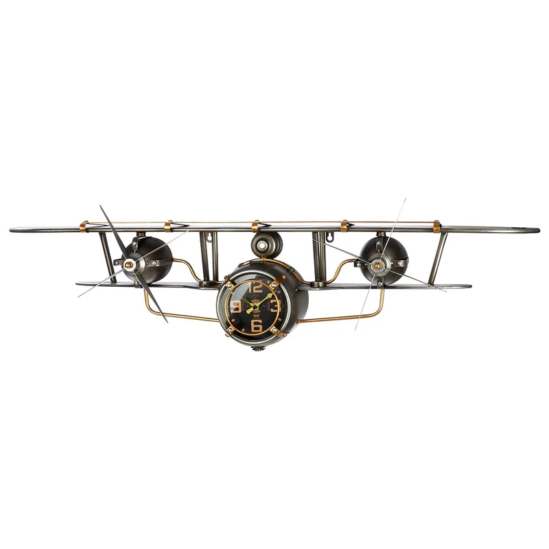 GILDE Decorative Clock, Metal, Silver Colours, Breite 106cm
