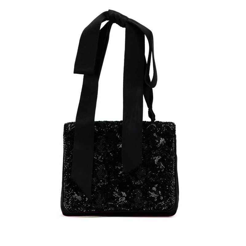 Chanel Pre-Loved Satin Sequin Camellia Crossbody Bag