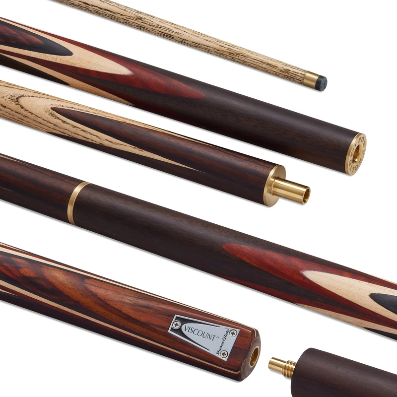 POWERGLIDE VISCOUNT Ash 3/4 Jointed Snooker Pool or Billiard Cue Stick | North American Ash Shaft | Hand-spliced Rosewood Butt | 19 oz | Full Size 57" | 6 inch Extension | 9.5mm Tip