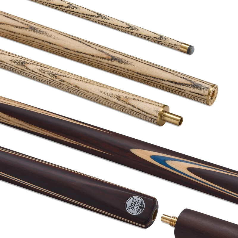 POWERGLIDE SWERVE Ash 2-Piece 50/50 Jointed Snooker Pool or Billiard Cue Stick - North American Ash Shaft - Hand Spliced Rosewood Butt - 18 oz - Full Size 57" - 9.5mm Tip