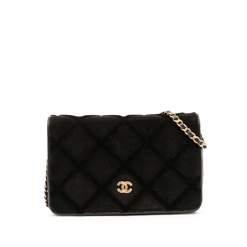 Pre-Loved CC Quilted Velvet Wallet On Chain Handbag Crossbody Bag