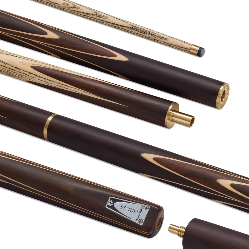 POWERGLIDE STATUS Ash 3/4 Jointed Snooker Pool or Billiard Cue Stick | North American Ash Shaft | Hand-spliced Rosewood Butt | 18 oz | Full Size 57" | 6 inch Extension | 9.5mm Tip